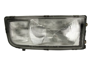 Far dreapta H1/H4/W5W, manual cu halogen ceata, fundal crom MERCEDES ACTROS, AXOR 1996-2004