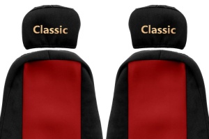Huse scaun camion Classic (rosu, material velur, serie CLASSIC, centura pasager asamblata in scaun tetiera reglabila) Volvo FH12 FH16 FL FL12 FM10 FM12 FM7 FM9 - Img 2