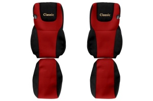 Huse scaun camion Classic (rosu, material velur, serie CLASSIC, Euro 6; centura pasager asamblata in scaun ) DAF XF 105 XF 106
