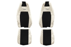 Huse scaun camion Elegance (bej, material eco-piele, serie ELEGANCE, tetiera integrata pentru pasageri; tetiera soferului integrata) potrivit SCANIA R