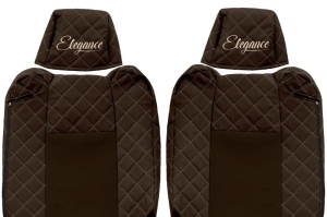 Huse scaun camion Elegance (maro, material eco-piele / velur, serie ELEGANCE, tetiera reglabila a pasagerului; tetiera reglabila a soferului) potrivit RENAULT T - Img 3