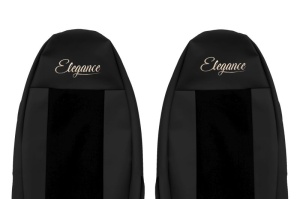 Huse scaun camion ELEGANCE S (negru, material eco-leather / velur, scaune cu tetiera integrata) potrivit VOLVO FH, FH II, FH16, FH16 II, FM, FM II dupa 2003 - Img 3