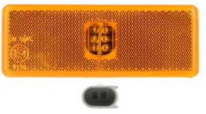 Lampa gabarit Dreapta/Stanga, portocaliu, LED, inaltime 45mm; latime 120mm, negru, in relief, 24V potrivita MERCEDES ACTROS, ACTROS MP2 / MP3, ACTROS MP4 / MP5 dupa 1996
