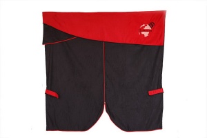 Perdea cortina cabina ELEGANCE, set 7 buc negru/rosu