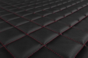 Set covor podea camion Mercedes Actros scaun pasager convertibil, ECO-LEATHER, set 3 buc. (material - eco-piele, culoare - negru/rosu, cabina lata 250 cm) - Img 2