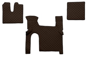 Set covor podea camion potrivit MAN ECO-LEATHER, set 3 buc. (material - eco-piele, culoare - maro, pentru transmisie manuala) potrivit MAN TGX