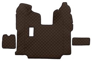 Set covor podea camion potrivit Scania ECO-LEATHER, set 5 buc (material - eco-piele, culoare - maro, pentru transmisie manuala; scaune standard - nu RECARO) - Img 3