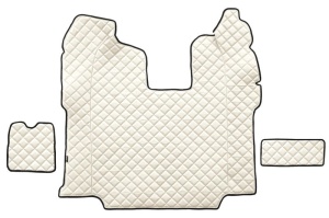 Set covor podea camion potrivit Scania ECO-LEATHER, set 5 buc (material - eco-piele, culoare - bej, scaune standard - nu RECARO; transmisie automata) - Img 3