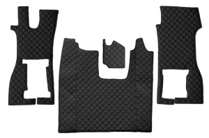 Set covor podea camion potrivit Scania scaun pasager convertibil, ECO-LEATHER, set 4 bucati (material - eco-piele, culoare - negru) potrivit SCANIA L,P dupa 2016