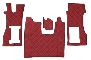 Set covor podea camion potrivit Scania scaun pneumatic pentru pasageri, ECO-LEATHER, set 3 buc. (material - eco-piele, culoare - rosu) potrivit SCANIA L
