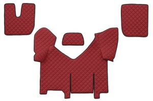 Set covorase podea camion potrivit Iveco versiune cu frigider, ECO-LEATHER, set 4 bucati (material - eco-piele, culoare - rosu, transmisie automata)