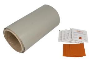 Set reparatie prelata gri, contine manual instructiuni, hartie abraziva, banda H-Plast Roll, servetele degresare suprafete 220x22cm