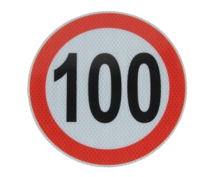 Sticker autocolant avertizare limita viteza 100km/h 1 buc, reflectorizanta diametru 20cm