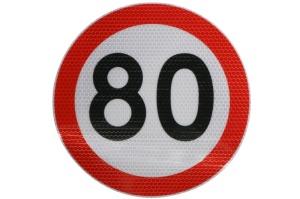 Sticker autocolant avertizare limita viteza 80km/h 1 buc, reflectorizanta diametru 20cm - Img 2