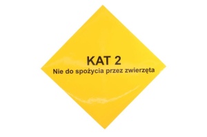 Sticker autocolant de avertizare KAT2 1 buc,nu este destinat digerarii de catre animale, moale, culoare galben 30cm x 30cm