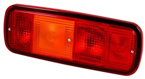 Stop spate Stanga (12/24V, cu indicator, lampa anti-ceata, cu lumini frana, lumini parcare/pozitie, fara reflector, negru, in relief)