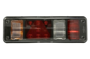Stop spate Stanga (LED/P21W/PY21W, 24V, cu indicator, lampa anti-ceata, lampa mers inapoi, cu lumini frana, lumini parcare/pozitie, reflector triunghiular, garda laterala, conector: 7PIN + 4x 2PIN)