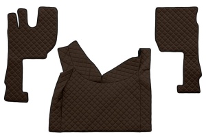 Covor podea camion potrivit VOLVO, ECO-LEATHER, set 3 buc. (material - eco-piele, culoare - maro, transmisie automata) potrivit VOLVO FH16 II dupa 2014
