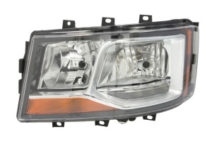 Far Stanga potrivit SCANIA G II, L, P II, R II, S dupa 2017 (2*H7/H21W/LED, electric, cu motor, functie lumini de zi, culoare insert: cromat)