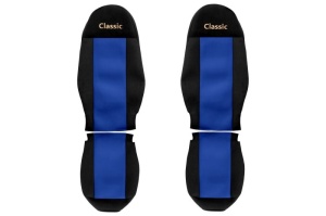 Huse scaun camion Classic albastru, material velur, serie CLASSIC, centura pasager asamblata in afara scaunului; centura de siguranta a soferului asamblata in scaun VOLVO FH FL FM