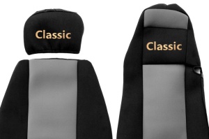 Huse scaun camion Classic (gri, material velur, serie CLASSIC, Cabina MEGA SPACE; centura pasager asamblata in scaun) Mercedes Actros - Img 2