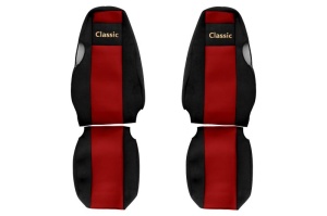 Huse scaun camion Classic (rosu, material velur, serie CLASSIC, centura pasager asamblata in scaun) Scania 4