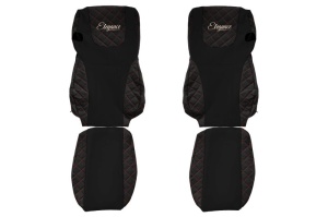 Huse scaun camion Elegance (negru/rosu, material eco-piele / velur, serie ELEGANCE, Euro 6) potrivit DAF