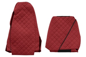 Huse scaun camion Elegance (rosu, material eco-piele / velur, serie ELEGANCE, tetiera reglabila a pasagerului; tetiera soferului integrata) potrivit SCANIA - Img 2