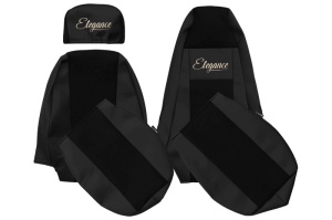 Huse scaun camion ELEGANCE S (negru, material eco-leather / velur,) potrivit SCANIA P,G,R,T dupa 2003