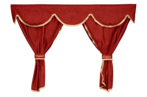 Perdea cortina cabina (cabina larga, piele intoarsa) CLASSIC, cantitate in set: 5buc rosu, tip cabina: XXL potrivit MAN TGA, TGX I dupa 2000
