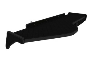 Raft interior cabina potrivit VOLVO FH, FH II, FH16, FH16 II dupa 2009 (fara gaura in covor, lung, Panou LED, lumina alba, sertar suplimentar sub blatul mesei, lung, culoare: negru, serie: ELEGANCE)