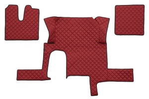 Set covor podea camion potrivit MAN un sertar, ECO-LEATHER, set 3 buc. (material - eco-piele, culoare - rosu, transmisie automata) potrivit MAN TGX dupa 2006