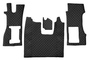 Set covor podea camion potrivit Scania scaun pneumatic pentru pasageri, ECO-LEATHER, set 3 buc. (material - eco-piele, culoare - negru) potrivit SCANIA L