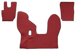 Set covorase podea camion potrivit DAF ECO-LEATHER, set 3 buc. (material - eco-piele, culoare - rosu, pentru transmisie manuala) potrivit DAF dupa 2013