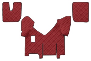 Set covorase podea camion potrivit Iveco versiune cu frigider, ECO-LEATHER, set 4 bucati (material - eco-piele, culoare - rosu, pentru transmisie manuala)