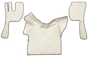 Covor podea camion potrivit VOLVO, ECO-LEATHER, set 3 buc. (material - eco-piele, culoare - bej, fara compartiment in carcasa cutiei de viteze)