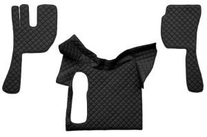 Covor podea camion potrivit VOLVO, fara compartiment in carcasa cutiei de viteze, ECO-LEATHER, set 3 buc. (material - eco-piele, culoare - negru)