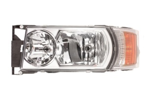 Far stanga 4*LED/8*LED/H1/H21W/H7, electric, crom, cu Semnalizator, fundal: crom, culoare Semnalizator: portocaliu SCANIA P,G,R,T dupa 2012