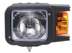 Far universal stanga (H4/P21W/T4W, 12/24V, latime 247mm, inaltime 163mm, plastic, negru)