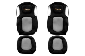Huse scaun camion Classic (gri, material velur, serie ELEGANCE, centura pasager asamblata in scaun; centura de siguranta a soferului asamblata in scaun) potrivit FORD F-MAX