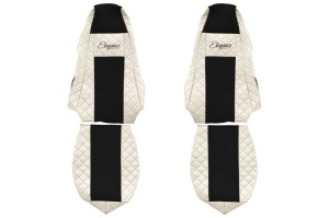 Huse scaun camion Elegance (bej, material eco-piele / velur, serie ELEGANCE, tetiera integrata pentru pasageri; tetiera soferului integrata) potrivit SCANIA