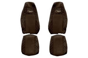Huse scaun camion Elegance (maro, material eco-piele, serie ELEGANCE, tetiera integrata pentru pasageri; tetiera soferului integrata) potrivit SCANIA R