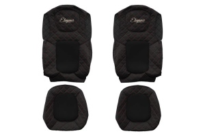 Huse scaun camion Elegance (negru/rosu, material eco-piele / velur, serie ELEGANCE) potrivit FORD F-MAX
