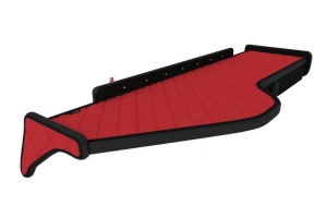 Raft polita interior cabina (panou LED, lumina alba; fara gaura in covor; lung; sertar suplimentar sub blatul mesei, lung, culoare: rosu, serie: ELEGANCE) potrivit VOLVO