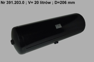 Rezervor aer sistem compresor POLMO diametru 206mm/lungime690mm/ debit 20dm/3, 2xM22x1, 5 singura conectare ambele parti, drain M22x1, 5