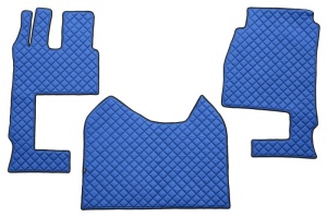Set covor podea camion Mercedes Actros scaun pasager convertibil, ECO-LEATHER, set 3 buc. (material - eco-piele, culoare - albastru, cabina lata 250 cm)