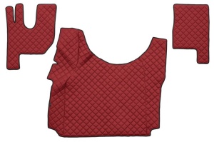 Set covor podea camion potrivit Renault tunel inalt, ECO-LEATHER, set 3 buc. (material - eco-piele, culoare - rosu) potrivit RENAULT TRUCKS T dupa 2013