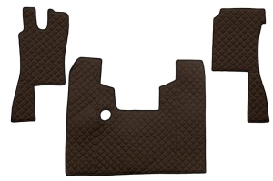Set covor podea camion potrivit Scania ECO-LEATHER, set 3 buc. (material - eco-piele, culoare - maro, pentru transmisie manuala) potrivit SCANIA 4