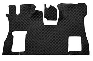 Set covor podea camion potrivit Scania podea plata, scaun pasager convertibil, ECO-LEATHER, 2 bucati (material - eco-piele, culoare - negru) potrivit SCANIA