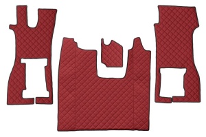 Set covor podea camion potrivit Scania scaun pasager convertibil, ECO-LEATHER, set 4 bucati (material - eco-piele, culoare - rosu) potrivit SCANIA L,P,G dupa 2016
